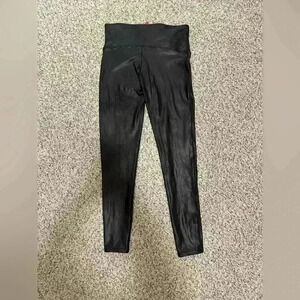 Spanx Petite Faux Leather Leggings.  Size Large.  Inseam 28”.  Black.